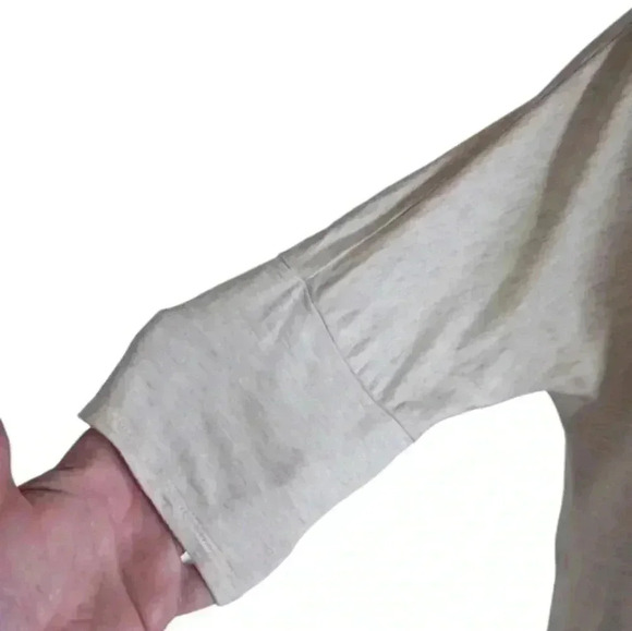 Anthropologie Maronie Dress Oatmeal V Neck Elbow Sleeves Oversized Women's L - Picture 7 of 11